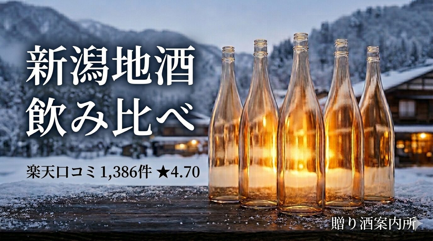 新潟地酒 飲み比べセット 雪景色と5本の一升瓶｜久保田・越乃寒梅・八海山入りギフト